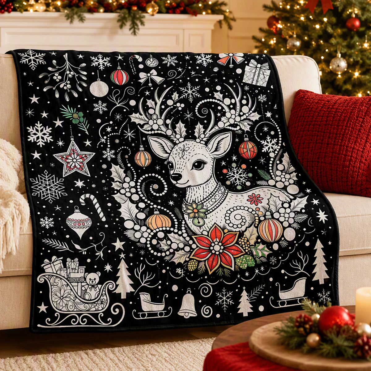 SnugSketch Christmas coloring blanket with markers